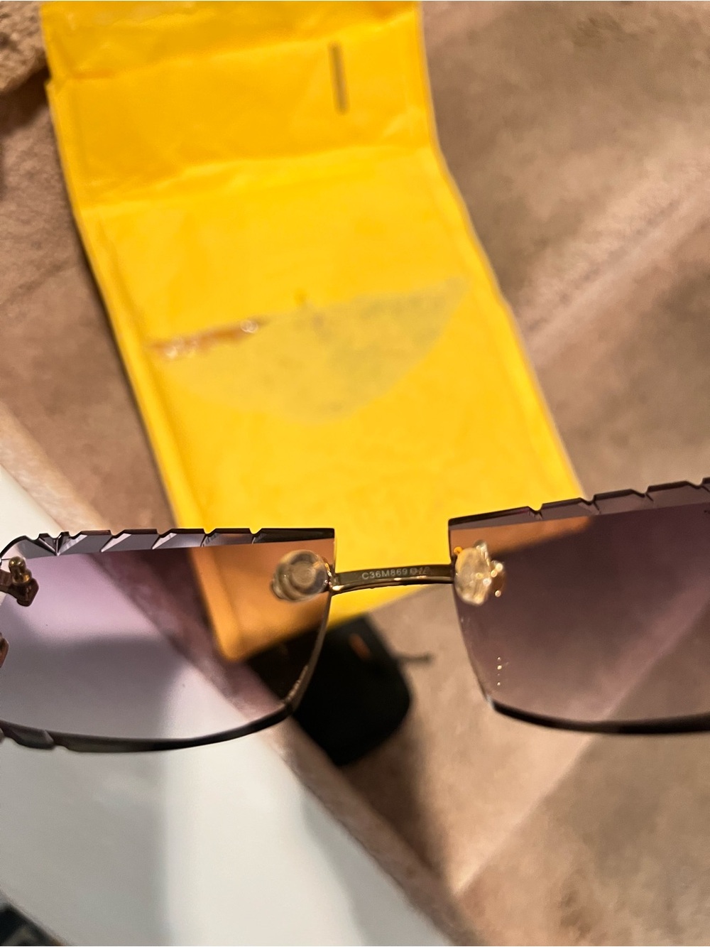 Cartier Women's Gold Rimless Sunglasses with Purple Gradient Lenses beautiful! - Picture 12 of 13